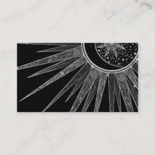 Elegantes Silver Sun Moon Mandala Schwarzes Design Visitenkarte