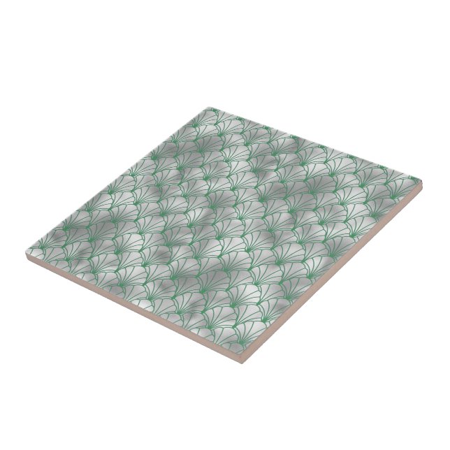 Elegantes Silver und Grünes Déco Fliese (Seite)