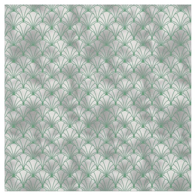 Elegantes Silver und Grünes Déco Stoff (Nahaufnahme)