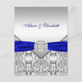 Elegantes Silver und Royal Blue Wedding Einladunge Einladung