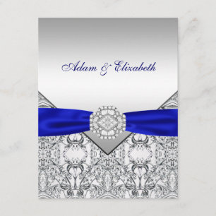 Elegantes Silver und Royal Blue Wedding Einladunge Einladung