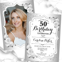Elegantes Silver White Foto 50. Geburtstag
