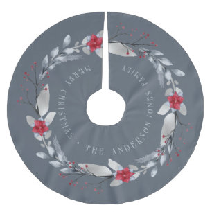 Elegantes Silver Wreath Festival Polyester Weihnachtsbaumdecke