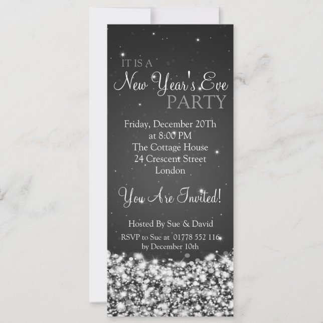 Elegantes Silvester Party Einladung (Vorderseite)