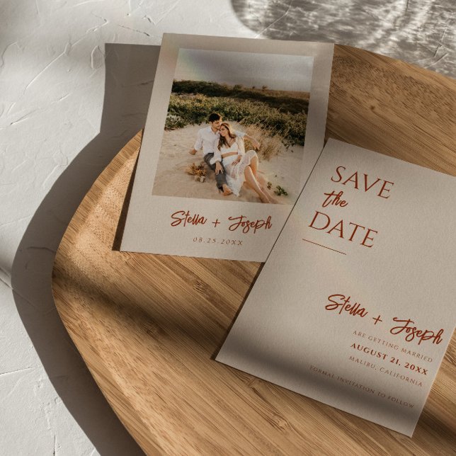 Elegantes Simple Boho Chic Foto Moderne Hochzeit Save The Date (Von Creator hochgeladen)