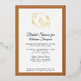 Elegantes Simple Burnt Orange Gold Brautparty Folieneinladung