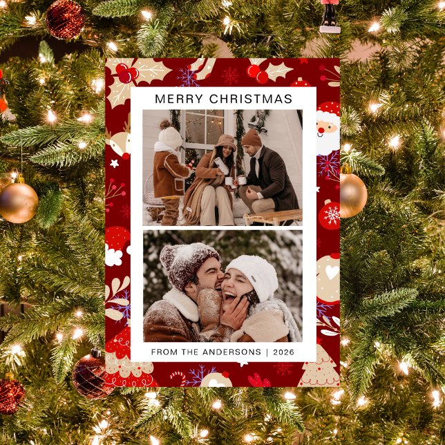 Elegantes Simple Frame Weihnachtsfamilie 1 Foto Feiertagskarte (Von Creator hochgeladen)