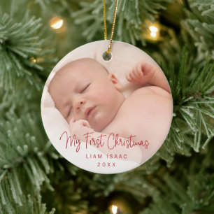 Elegantes Simple Red Baby Foto Keramik Ornament