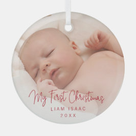 Elegantes Simple Red Baby Foto Ornament Aus Glas