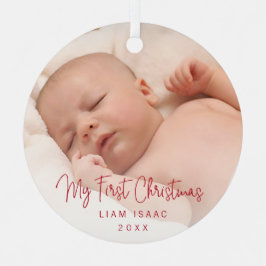 Elegantes Simple Red Baby Foto Ornament Aus Metall