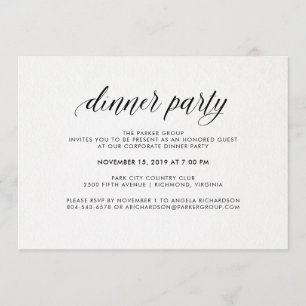 Elegantes Simple Typografy Dinner Party Unternehm Einladung