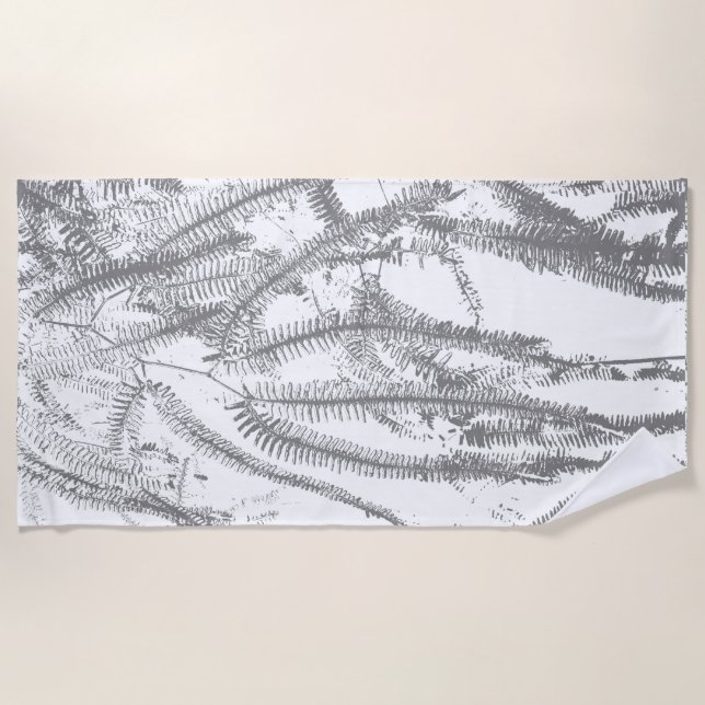 Elegantes Siver Farnmuster Strandtuch (Vorderseite)