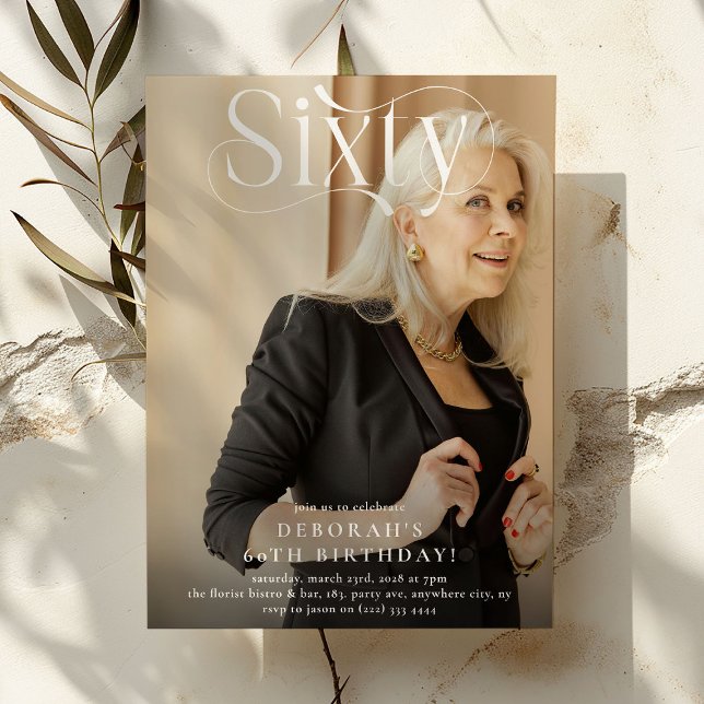 Elegantes SIXTY Foto 60. Geburtstagsparty Einladung (Von Creator hochgeladen)