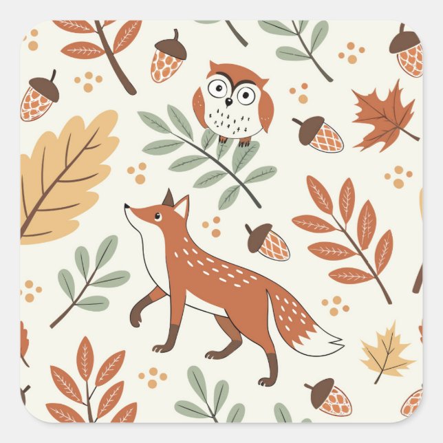 Elegantes skandinavisches Fall Pattern Quadratischer Aufkleber (Vorderseite)
