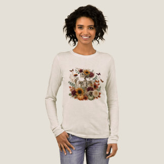 Elegantes Skelett Blumen Gothic Herbstmode Tri-Blend Shirt