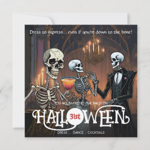 Elegantes Skelettkleid, Tanz & Cocktail Halloween Einladung