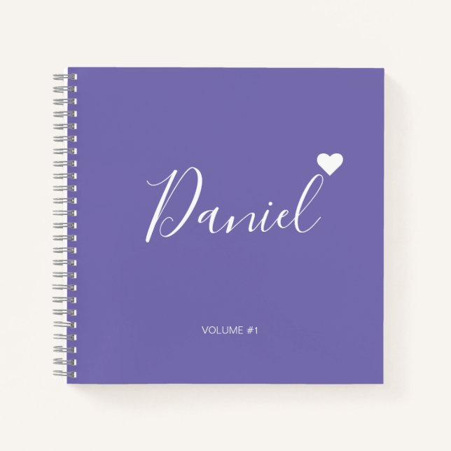 Elegantes Sketchbook Ihr Name Script lila chic No Notizbuch (Vorderseite)