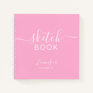 Elegantes Sketchbook - Ihr Name Script Rosa Notizbuch