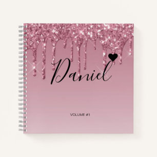 Elegantes Sketchbook Ihr Name Skript Baby Pink chi Notizbuch