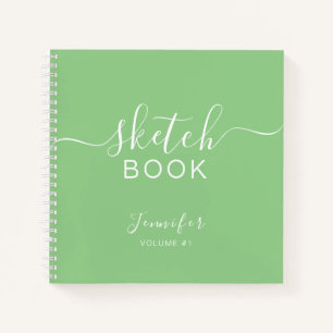 Elegantes Sketchbook, Ihr Name Skriptsprache Grün Notizbuch