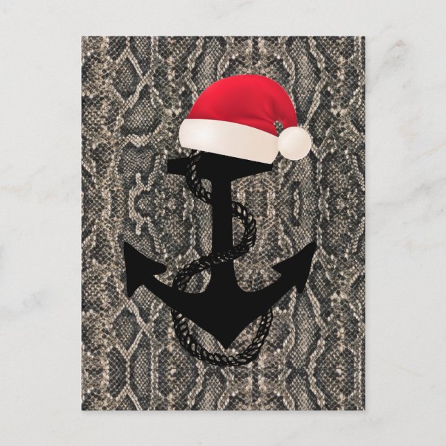 elegantes Skihaftmuster - ANCHOR + WEIHNACHTSMANNM Postkarte (Vorderseite)