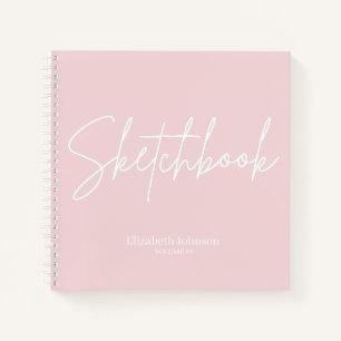 Elegantes Skizzenbuch Your Name Schrift Blush Rosa Notizbuch