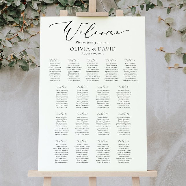 Elegantes Skript 17 Tische Willkommen Sitzordnung Poster (Von Creator hochgeladen)