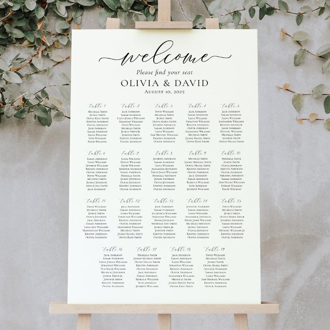 Elegantes Skript 19 Tische Willkommen Sitzplan Poster (Von Creator hochgeladen)