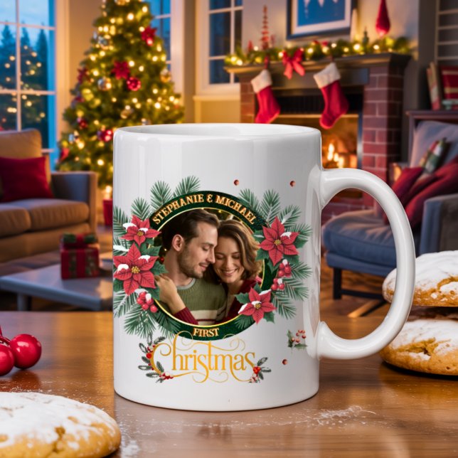 Elegantes Skript 2 Foto Wasserfarbe Weihnachtskran Kaffeetasse (Von Creator hochgeladen)