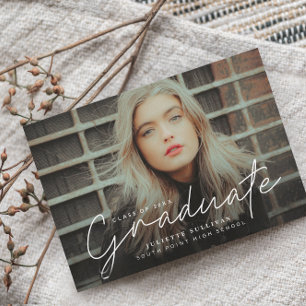 Elegantes Skript 4 Foto-Collage-Abschlussfeier Einladung