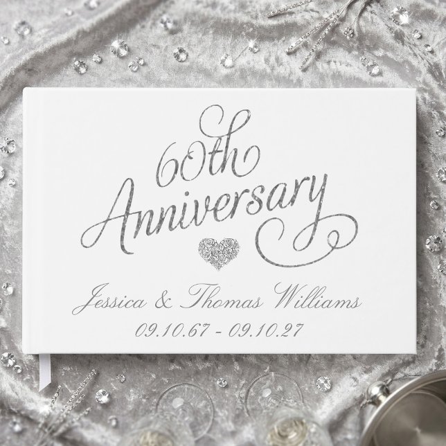 Elegantes Skript 60. Diamantene Hochzeit Gästebuch (Von Creator hochgeladen)