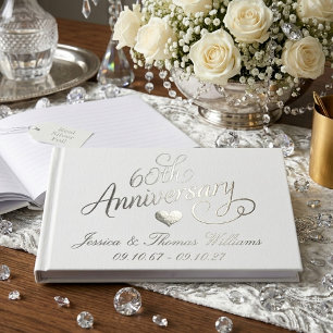 Elegantes Skript 60. Diamantene Hochzeit Gästebuch