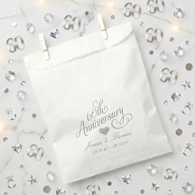 Elegantes Skript 60. Diamantene Hochzeit Geschenktütchen (Von Creator hochgeladen)