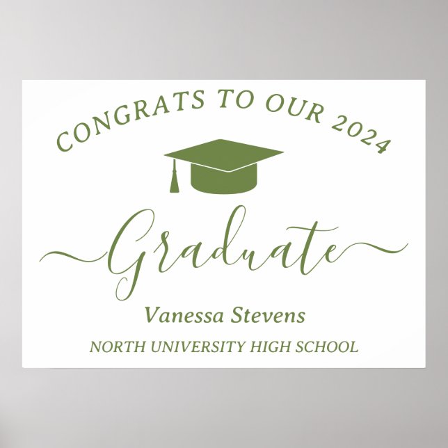 Elegantes Skript Absolventenparty Gratulation Mode Poster (Vorne)