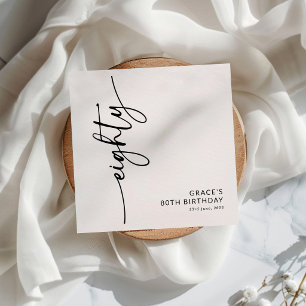 Elegantes Skript Achtzigster 80. Geburtstag Serviette