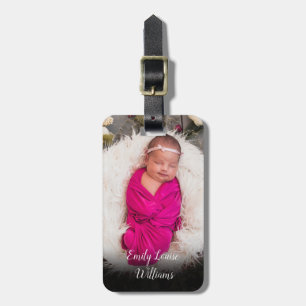 Elegantes Skript-Babysfoto Gepäckanhänger