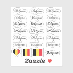 Elegantes Skript Belgien & belgische Flagge /Name Aufkleber