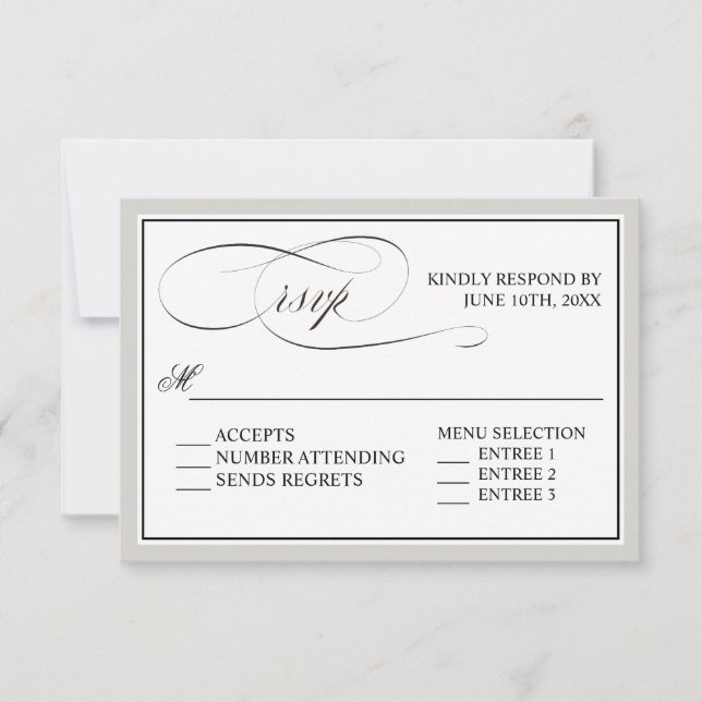 Elegantes Skript Blühe UAWG mit beliebiger Farbe RSVP Karte (Vorderseite)