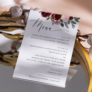 Elegantes Skript Blumige Hochzeit Wasserfarben R Menükarte