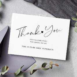 Elegantes Skript-Brautparty schwarz Dankeskarte