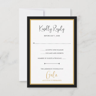 Elegantes Skript Corporate Gala Fundraising-Event RSVP Karte