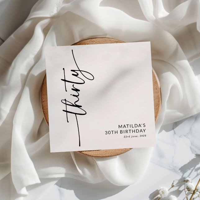 Elegantes Skript Dreißigster 30. Geburtstag Serviette (Von Creator hochgeladen)