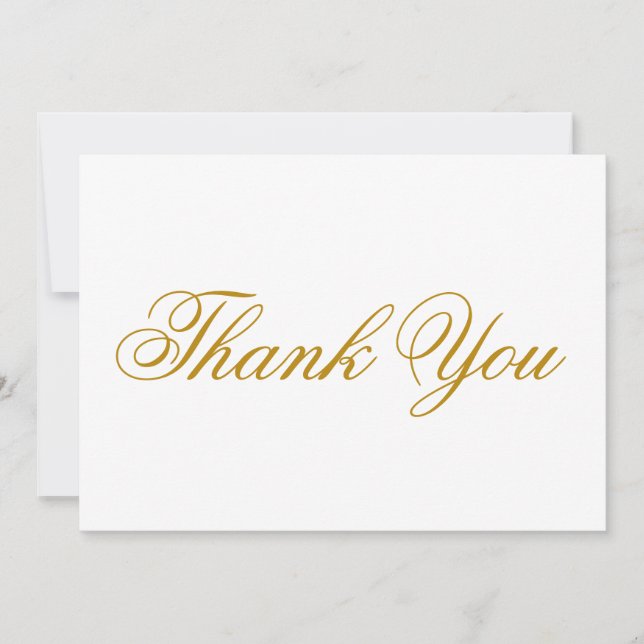Elegantes Skript dunkelgold weiß Dankeschön Karte (Vorderseite)