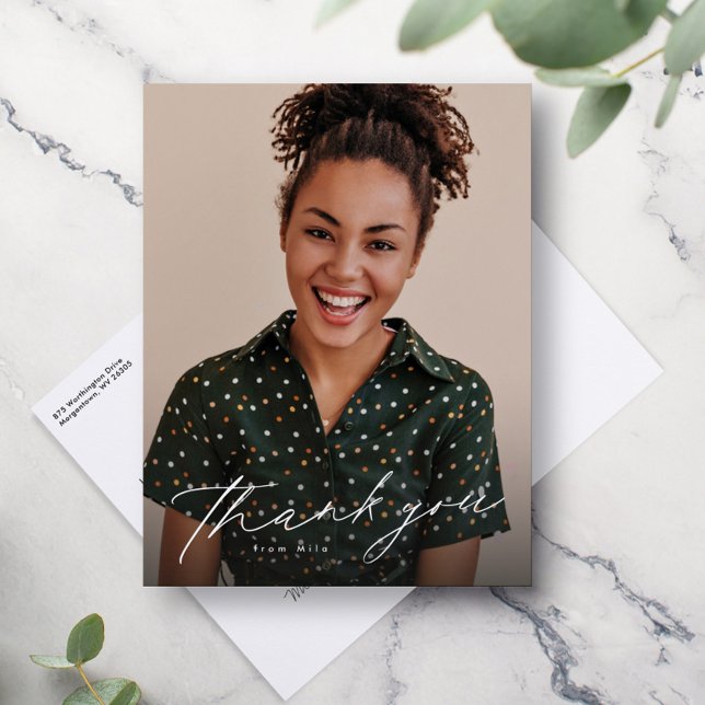 Elegantes Skript ein Foto Abschluss vielen Dank Postkarte (Von Creator hochgeladen)