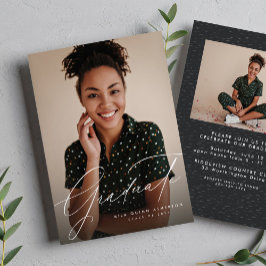 Elegantes Skript, einfach zwei Foto Abschluss Einladung