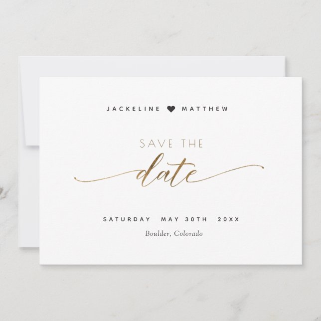 Elegantes Skript Einfache Hochzeit Speichern Sie d Save The Date (Vorderseite)