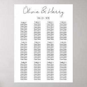 Elegantes Skript Einfache moderne Hochzeitssitzkar Poster
