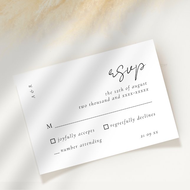 Elegantes Skript Einfache Schwarz-weiße Hochzeitsr RSVP Karte (Von Creator hochgeladen)