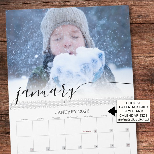 Elegantes Skript Einfaches Foto pro Monat Kalender (Von Creator hochgeladen)