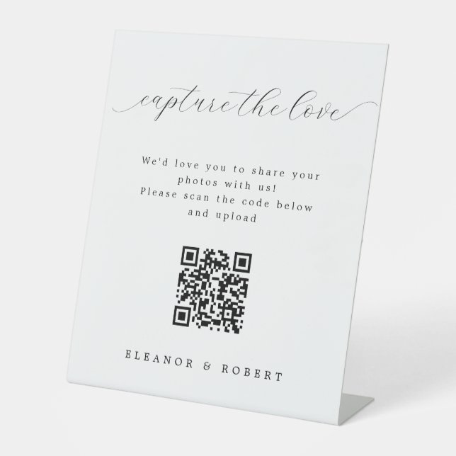 Elegantes Skript erfassen Sie die Liebe QR Code We Sockelschild (Vorderseite)